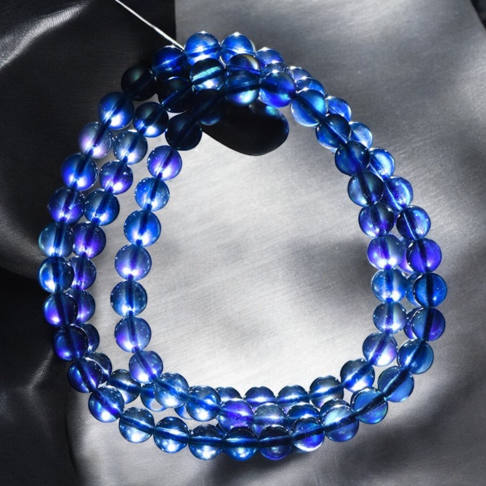天然7A極品珍藏級淨體冰種紫光海藍寶手環項鍊～3月誕生幸運石守護純淨心靈的海神之石